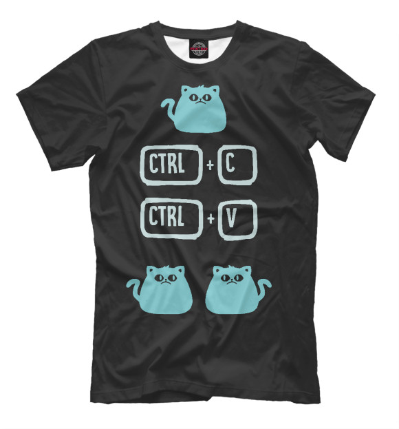 Мужская футболка с изображением (Shortcat) Ctrl+C Ctrl+V цвета Белый