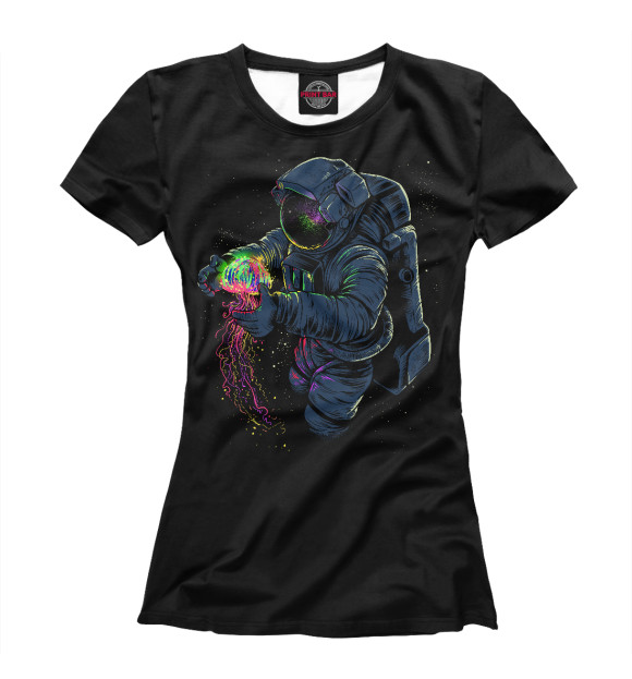 Женская футболка с изображением Космическая Медуза цвета Белый