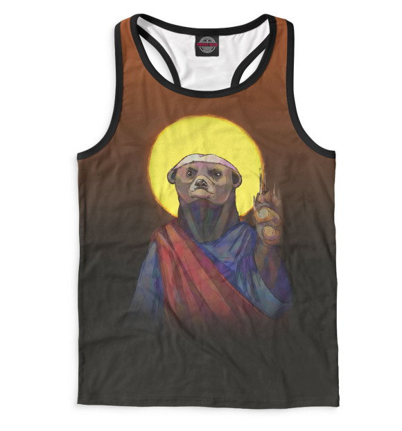 Мужская майка-борцовка с притом Медоед Божество цвета Белый Мужская майка-борцовка с изображением Медоед Божество цвета Белый