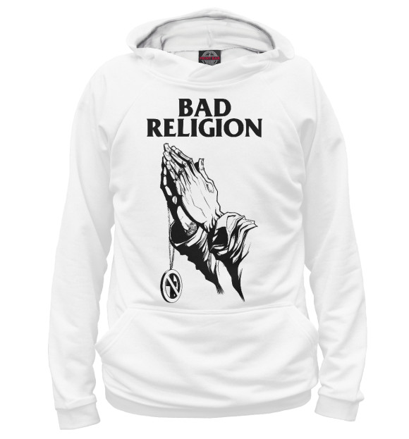 Мужское худи с изображением Bad Religion цвета Белый