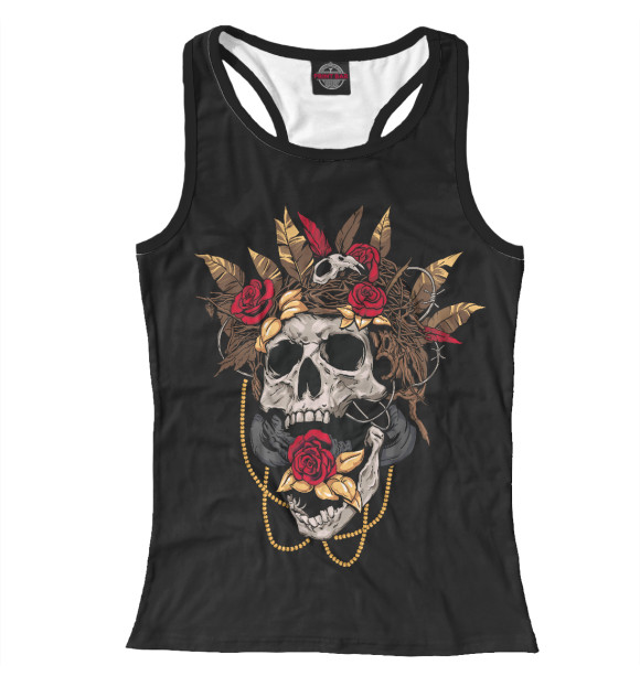 Женская майка-борцовка с изображением Череп цвета Белый