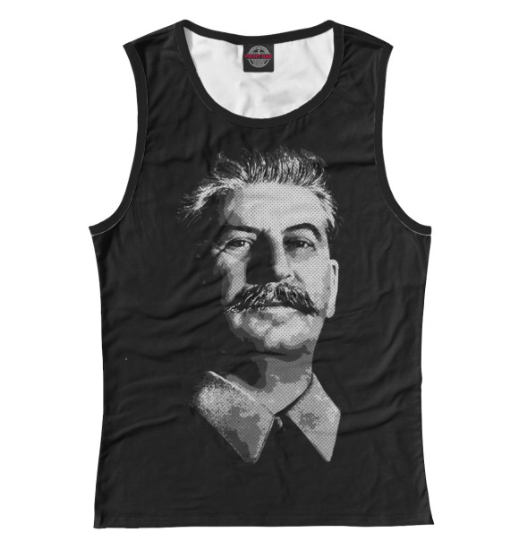 Женская майка с изображением Сталин цвета Белый