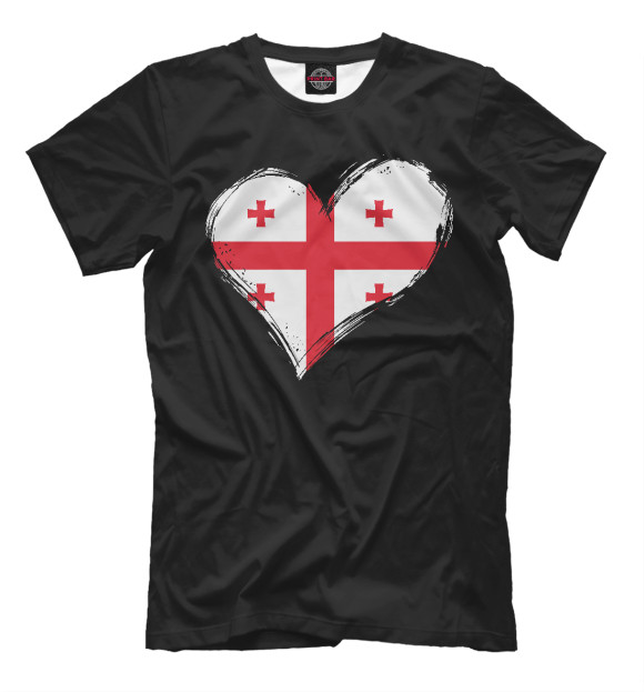 Мужская футболка с изображением Сердце Грузии цвета Белый
