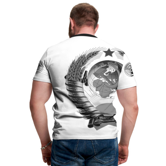Мужская футболка с изображением Символ СССР на белом цвета Белый