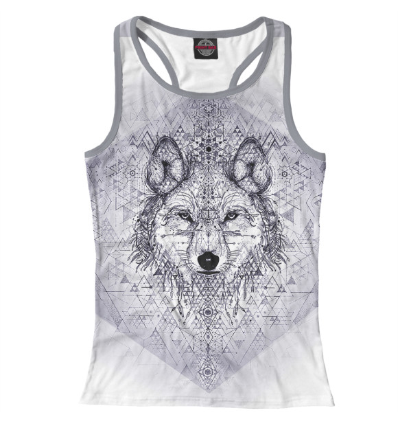 Женская майка-борцовка с изображением Волк цвета Белый