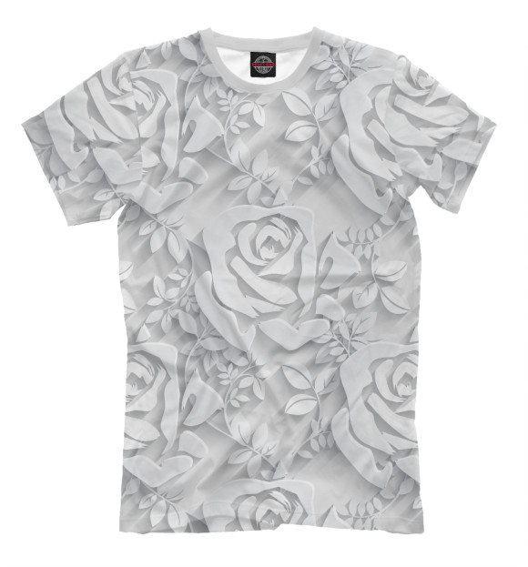 Мужская футболка с изображением Белые розы цвета Бежевый