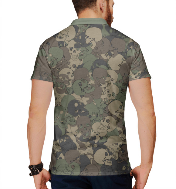 Мужское поло с притом Камуфляж с черепами цвета Белый Мужское поло с изображением Камуфляж с черепами цвета Белый