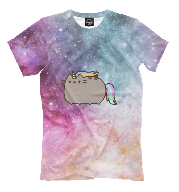 Мужская футболка с изображением Pusheen Единорожка цвета Молочно-белый