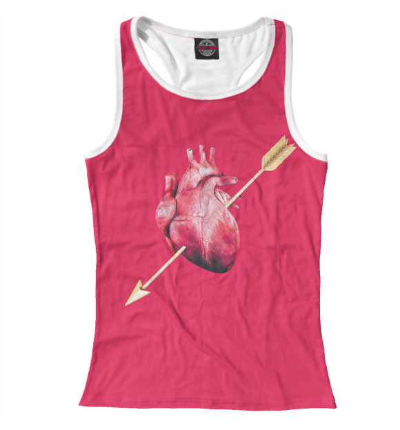 Женская майка-борцовка с изображением Сердце цвета Белый