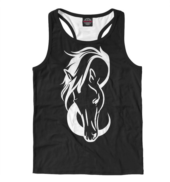 Мужская майка-борцовка с изображением Лошадка цвета Белый