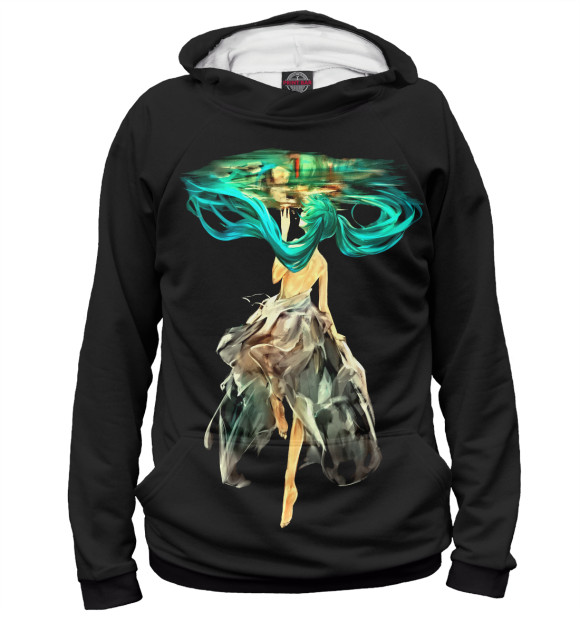 Мужское худи с притом Hatsune Miku цвета Белый Мужское худи с изображением Hatsune Miku цвета Белый