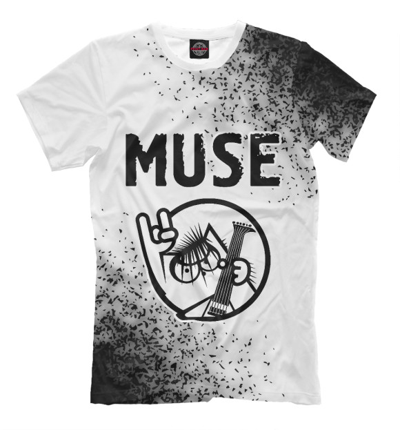 Мужская футболка с изображением Muse + Кот цвета Белый