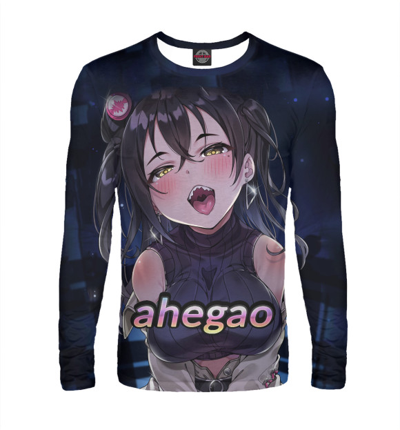 Мужской лонгслив с изображением AHEGAO цвета Белый