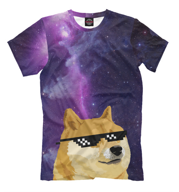Футболка для мальчиков с изображением Doge мем deal with it космос (с двух сторон) цвета Молочно-белый