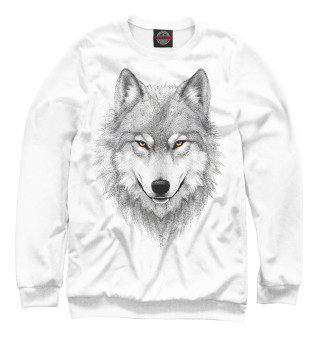 Свитшот для девочек Белый волк c символом жизни