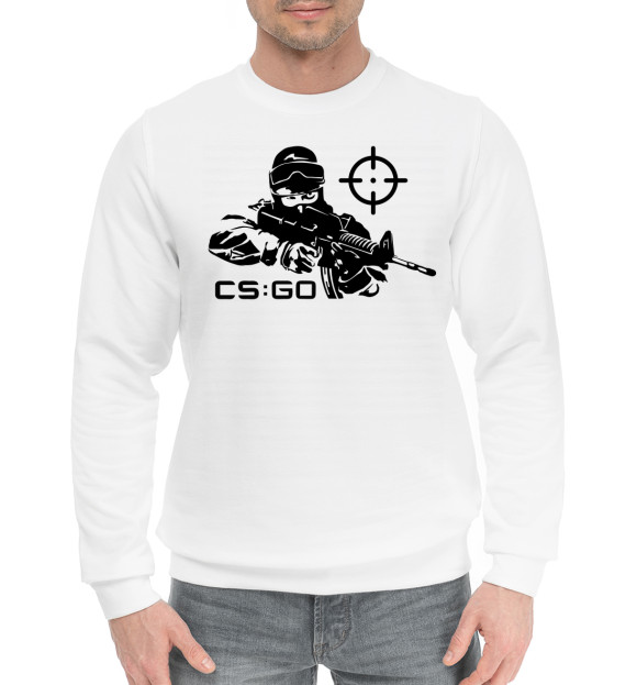 Мужской хлопковый свитшот с изображением Counter-Strike цвета Белый