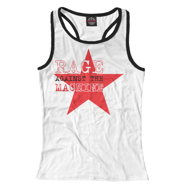 Женская майка-борцовка с притом Rage Against the Machine цвета Белый Женская майка-борцовка с изображением Rage Against the Machine цвета Белый