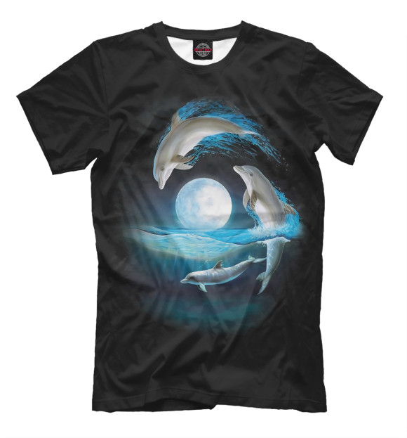 Мужская футболка с изображением Дельфины цвета Белый