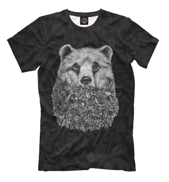 Мужская футболка с изображением Bear цвета Черный