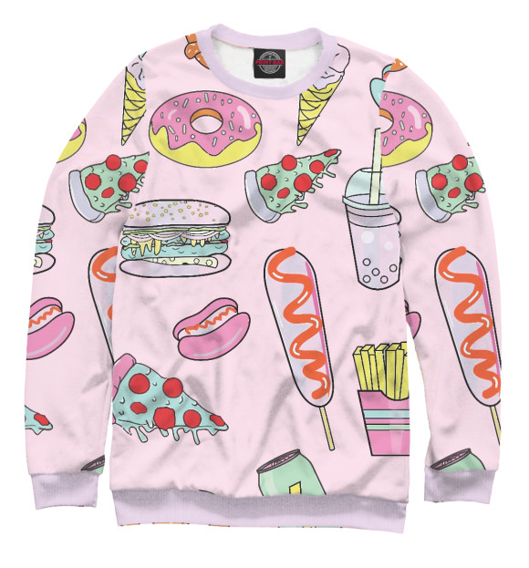 Женский свитшот с изображением Еда цвета Белый