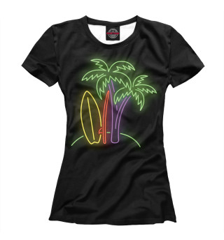 Женская футболка Пальмы и серфинг