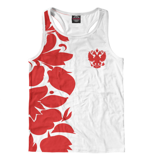 Мужская майка-борцовка с изображением Красный Герб РФ цвета Белый
