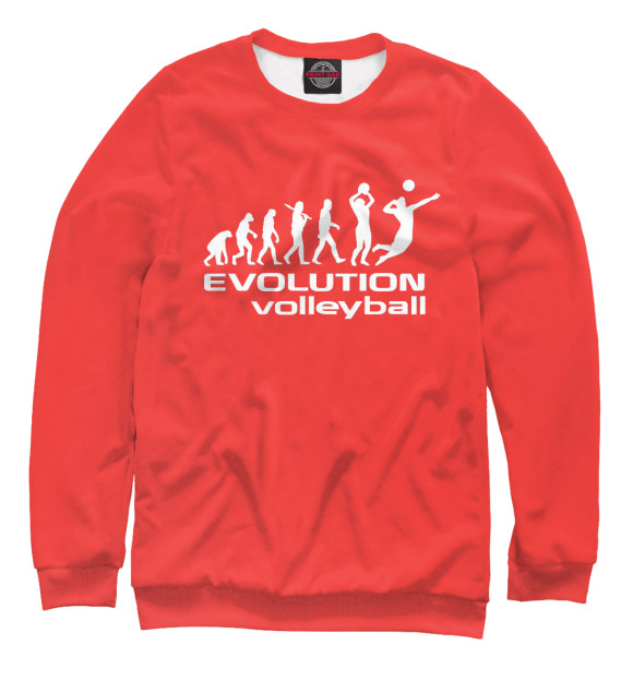 Мужской свитшот с изображением Evolution (volleyball) цвета Белый