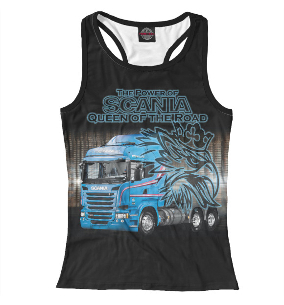 Женская майка-борцовка с изображением SCANIA королева дороги цвета Белый