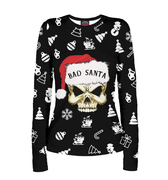 Женский лонгслив с изображением Bad Santa цвета Белый
