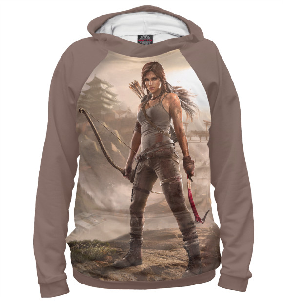 Мужское худи с изображением Tomb Raider цвета Белый