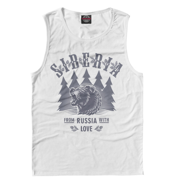 Майка для мальчика с притом Русский Медведь цвета Белый Майка для мальчика с изображением Русский Медведь цвета Белый