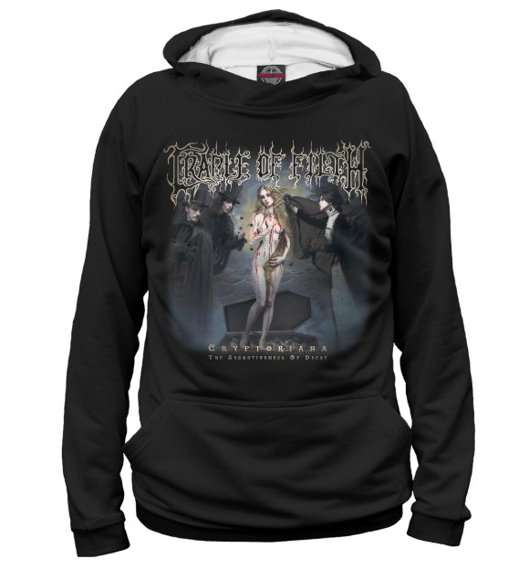 Женское худи с изображением Cradle of Filth: Cryptoriana – The Seductiveness Of Decay цвета Белый