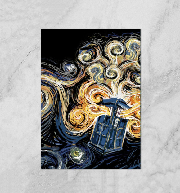 Плакат с притом Тардис цвета Белый Плакат с изображением Тардис цвета Белый