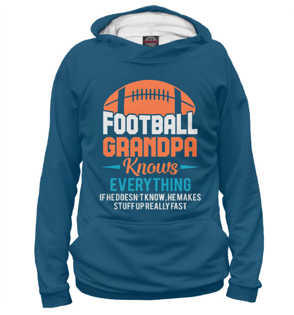 Женское худи с изображением American Football Grandpa цвета Белый