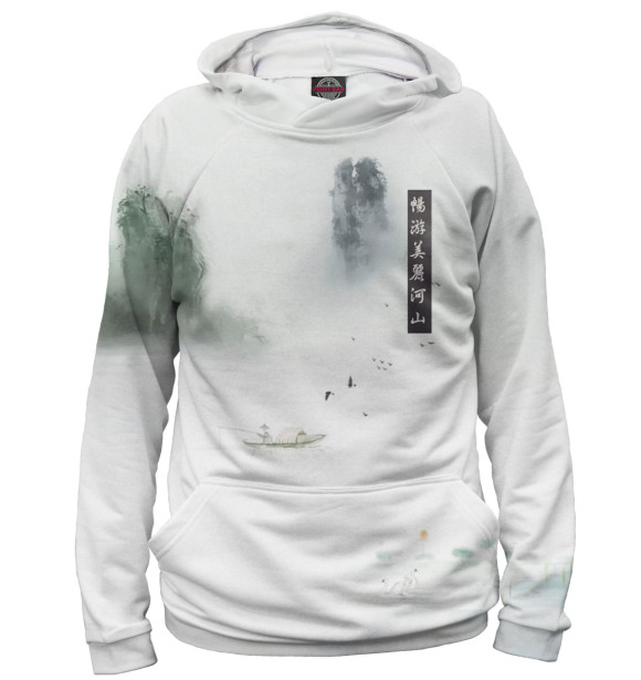 Мужское худи с изображением Рыбак цвета Белый