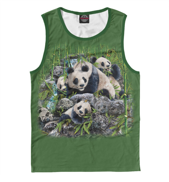 Мужская майка с притом Панды цвета Белый Мужская майка с изображением Панды цвета Белый