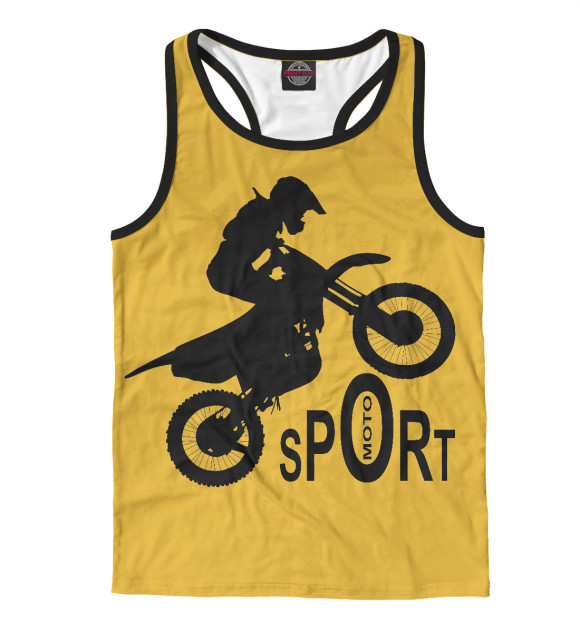 Мужская майка-борцовка с изображением МОТО СПОРТ цвета Белый