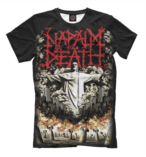 Мужская футболка с изображением Napalm Death цвета Молочно-белый