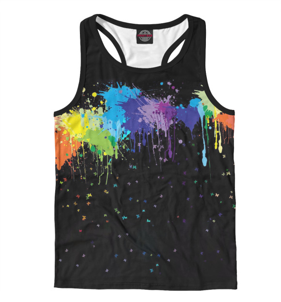 Мужская майка-борцовка с изображением Краски цвета Белый