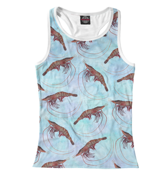 Женская майка-борцовка с изображением Креветки цвета Белый