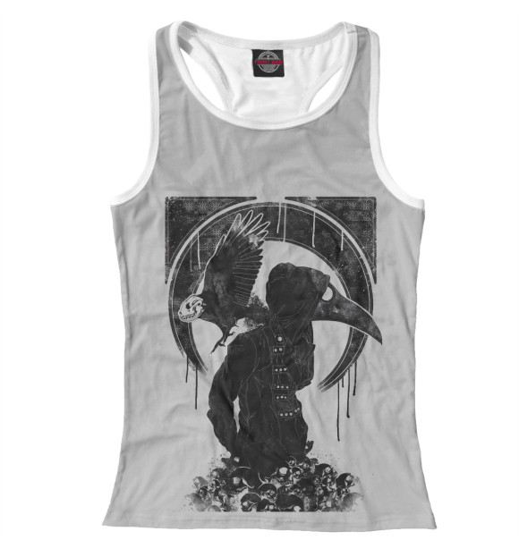 Женская майка-борцовка с изображением Доктор Ворон цвета Белый