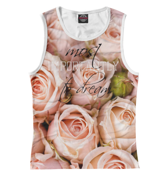 Майка для девочки с притом dream цвета Белый Майка для девочки с изображением dream цвета Белый