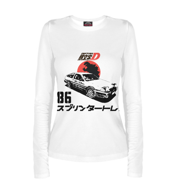 Женский лонгслив с изображением Initial D Хачироку цвета Белый