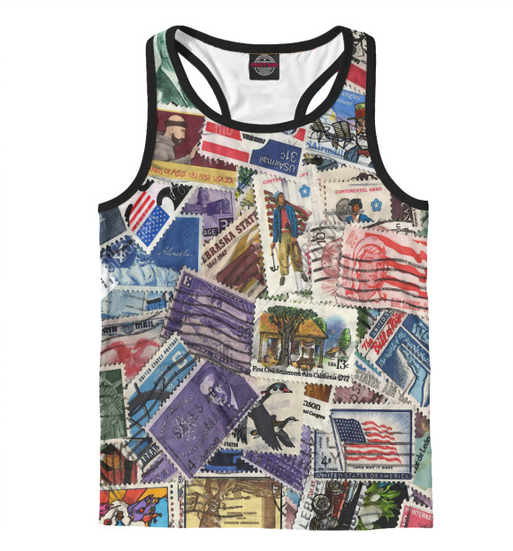 Мужская майка-борцовка с изображением Марки СССР цвета Белый