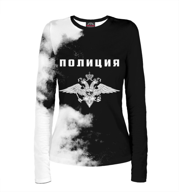 Женский лонгслив с притом Полиция цвета Белый Женский лонгслив с изображением Полиция цвета Белый