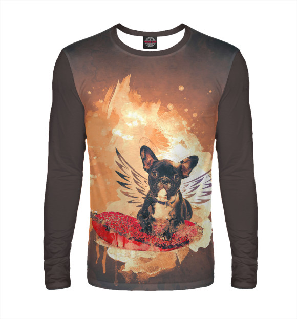 Мужской лонгслив с изображением Собака цвета Белый