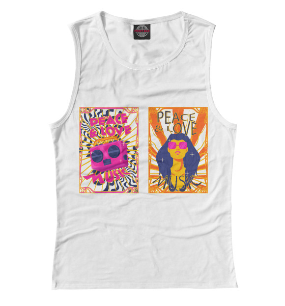 Майка для девочки с изображением Мир и любовь музыка цвета Белый