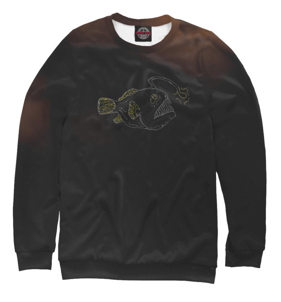 Женский свитшот с изображением Angler Fish цвета Белый