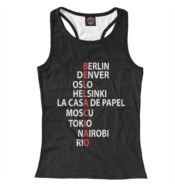 Женская майка-борцовка с изображением Бумажный дом цвета Белый