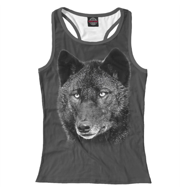 Женская майка-борцовка с изображением Волк цвета Белый